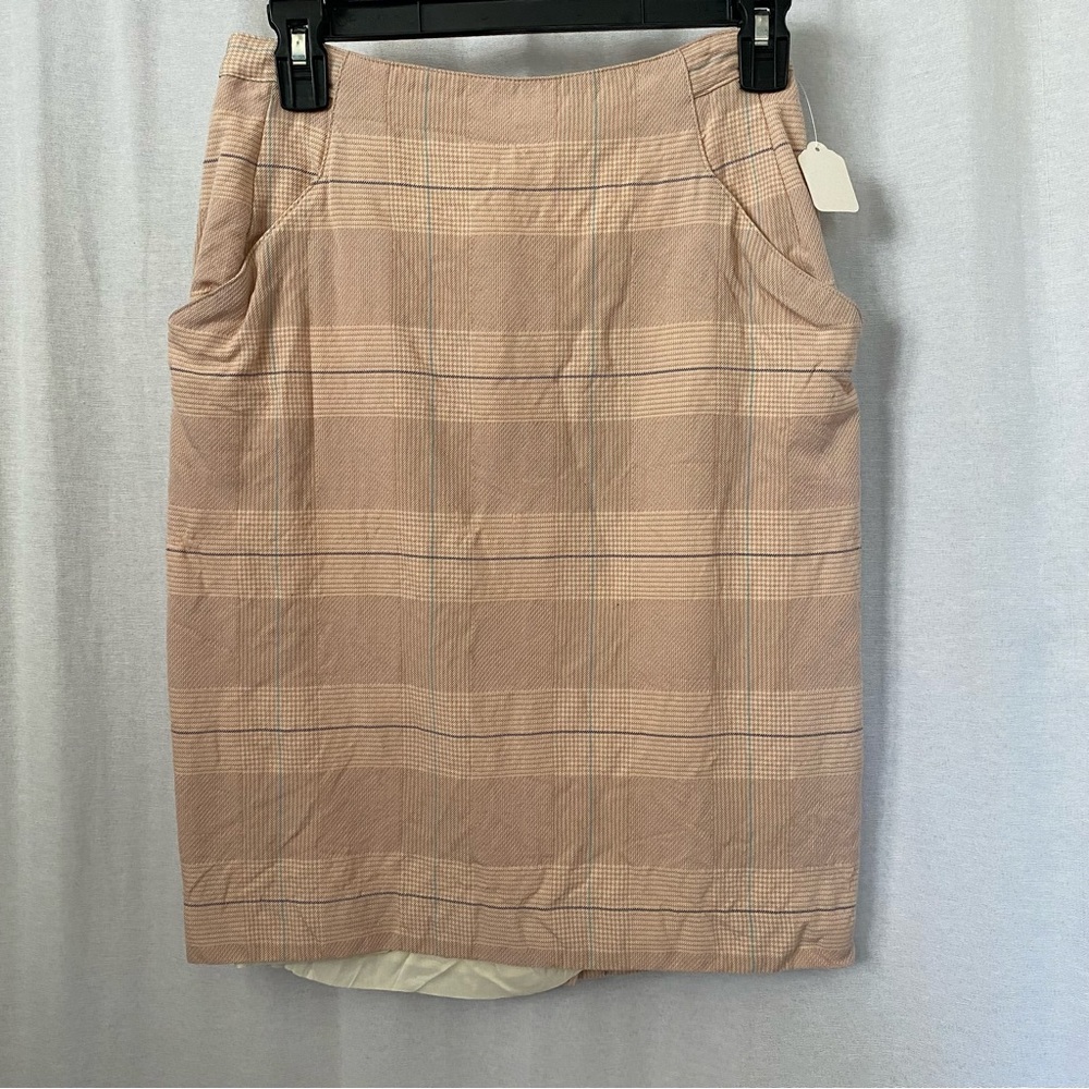 Pink plaid pencil skirt